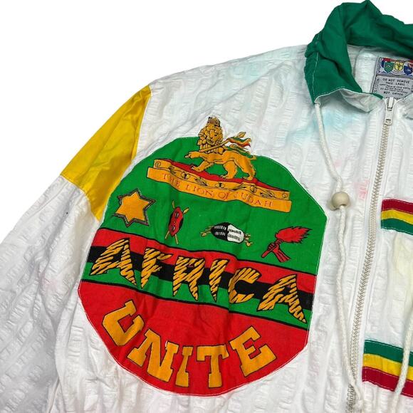 Vintage 80s Africa Unite Disan Lightweight Utility Jacket FLAW OSFA One Size - Picture 9 of 13